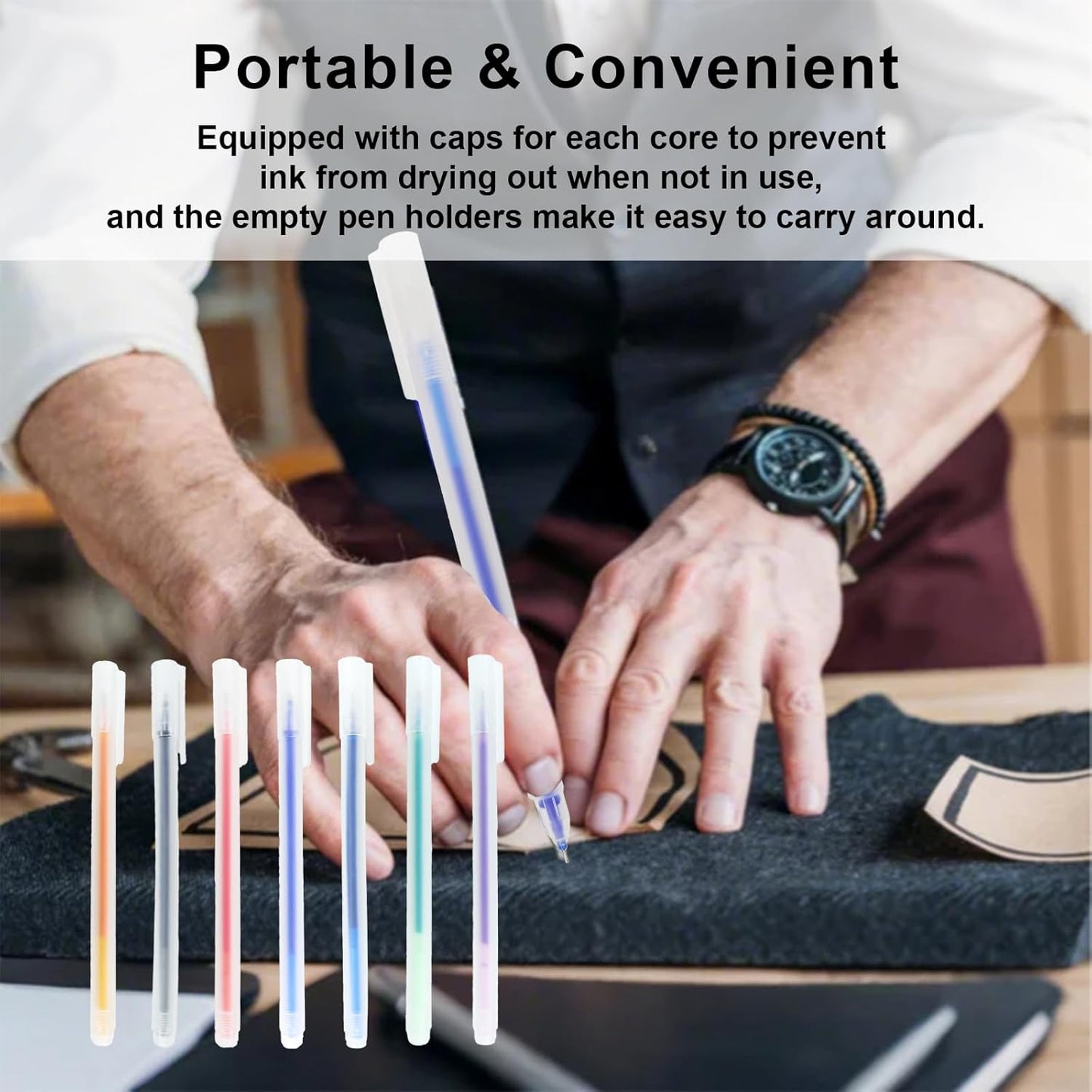 7-Color Heat Erasable Fabric Markers with 42 Refills, Extra-Fine 0.5mm Tip for Sewing, Quilting, Embroidery, Crafts & DIY Projects