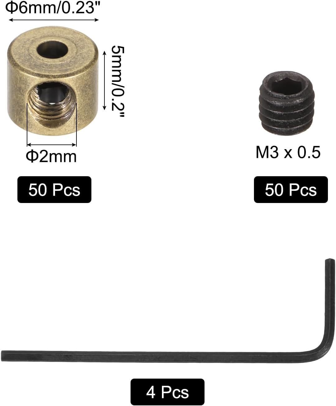 MECCANIXITY 50 Pcs Metal Locking Pin Backs, Locking Pin Keepers Clasp 5mm(H) with 4 Wrench Replacement in Storage Case for Badge, Brooch, Copper Tone