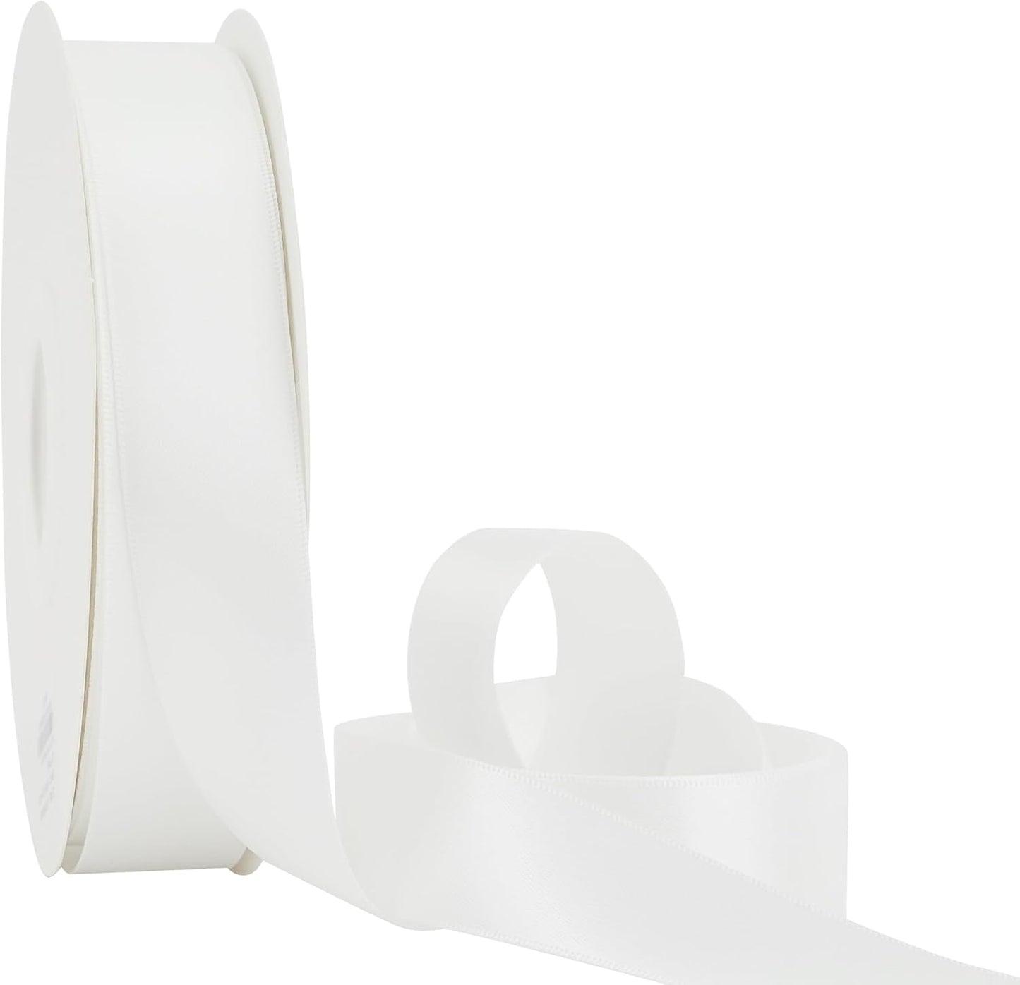 HUIHUANG White Satin Ribbon 1 inch x 50 Yards Double-Faced Polyester Silk Satin Ribbon for Gift Wrapping, Invitations, Hair, Bows Making, Holiday Decor, Flower Bouquet