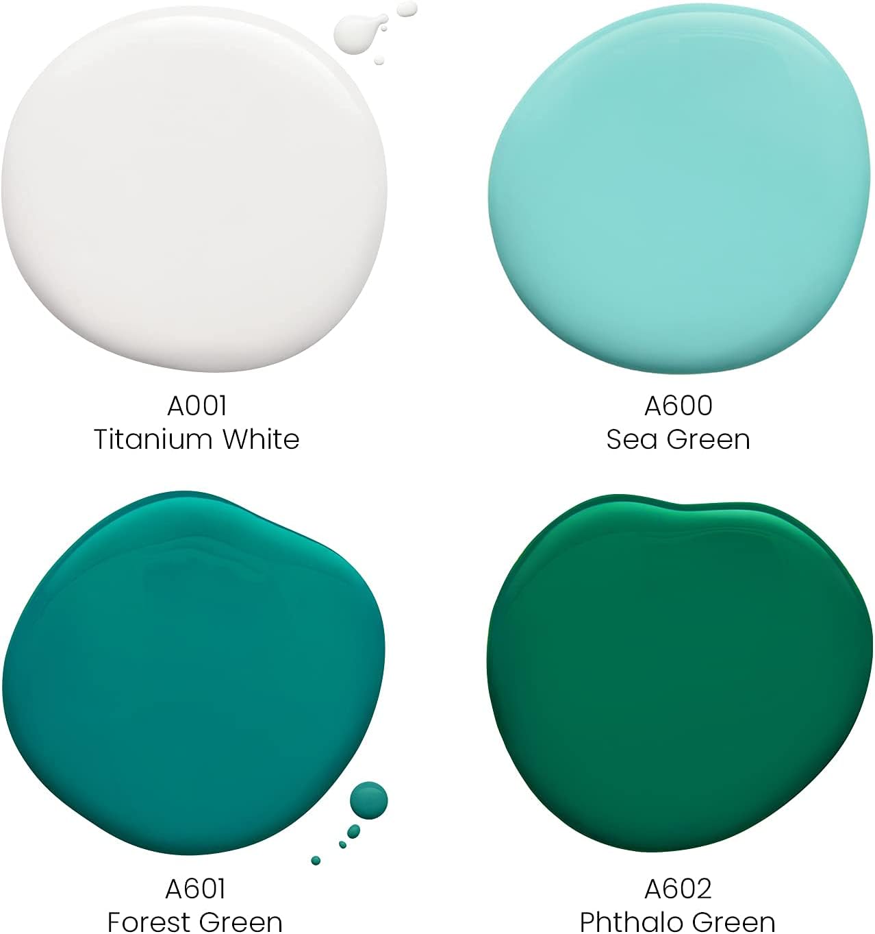 ARTEZA Acrylic Pouring Paint Set of 4 Colors, 4 ounce Bottles, Aqua Tones, High-Flow Acrylic Paint, Pouring Art Supplies Canvas, Glass, Paper, Wood