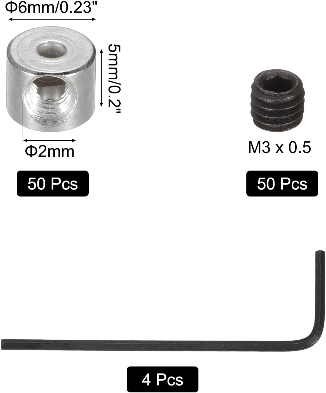 MECCANIXITY 50 Pcs Metal Locking Pin Backs, Locking Pin Keepers Clasp 5mm(H) with 4 Wrench Replacement in Storage Case for Badge, Brooch, Silver Tone