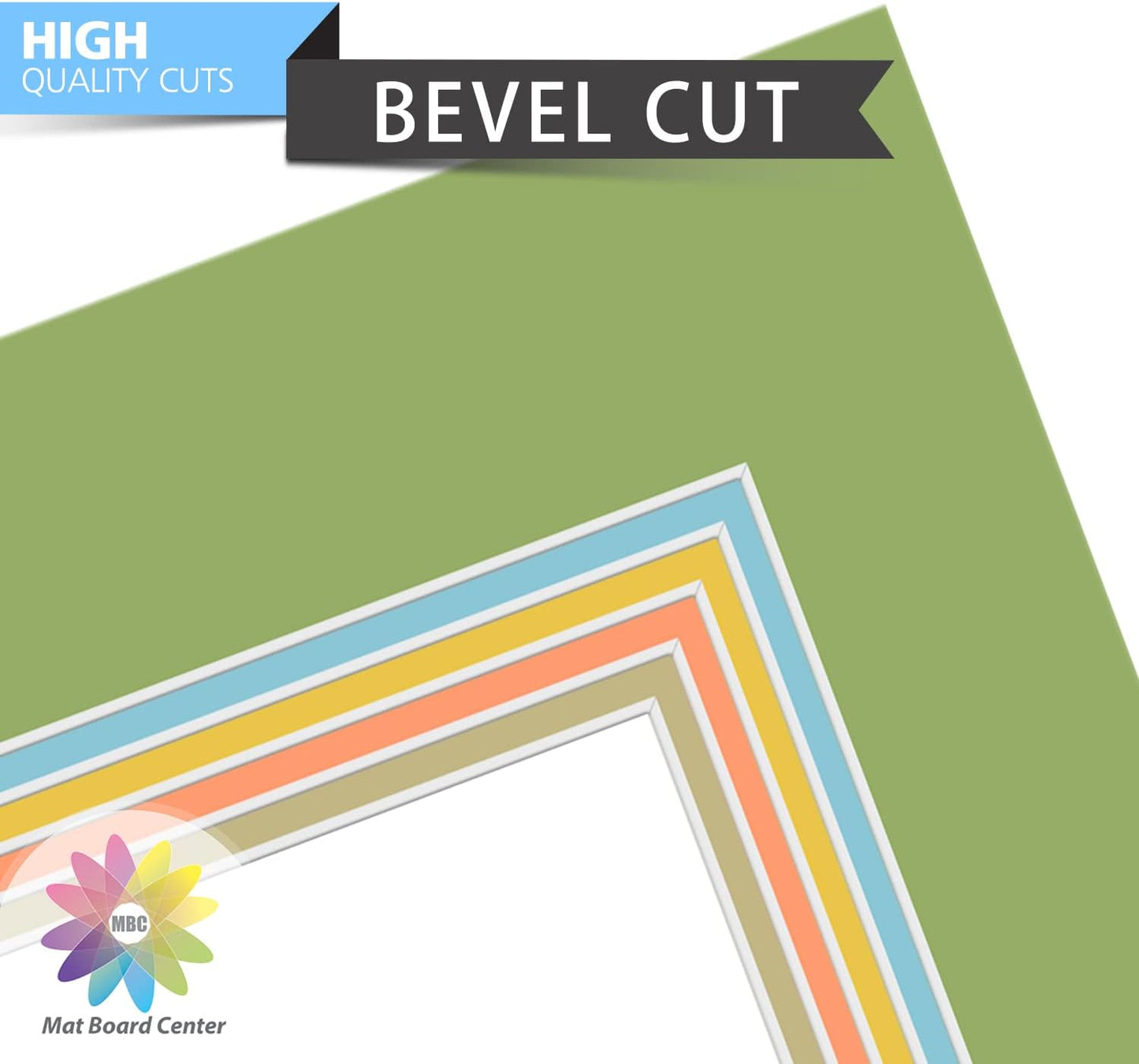 Mat Board Center, Pack of 20, 8x10 Mixed Colors White Core Picture Mats Mattes Matting for 5x7 Photo