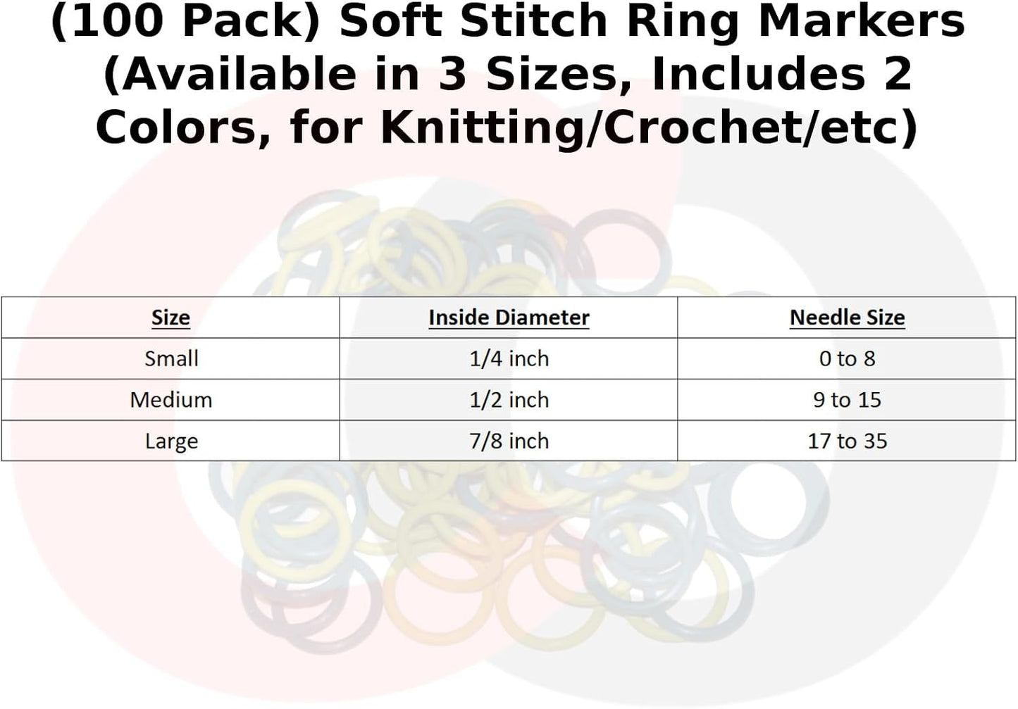 (100 Pack) Soft Stitch Ring Markers, Red & Blue (Small Size for Needle Sizes 0-8, for Knitting/Crochet/etc)