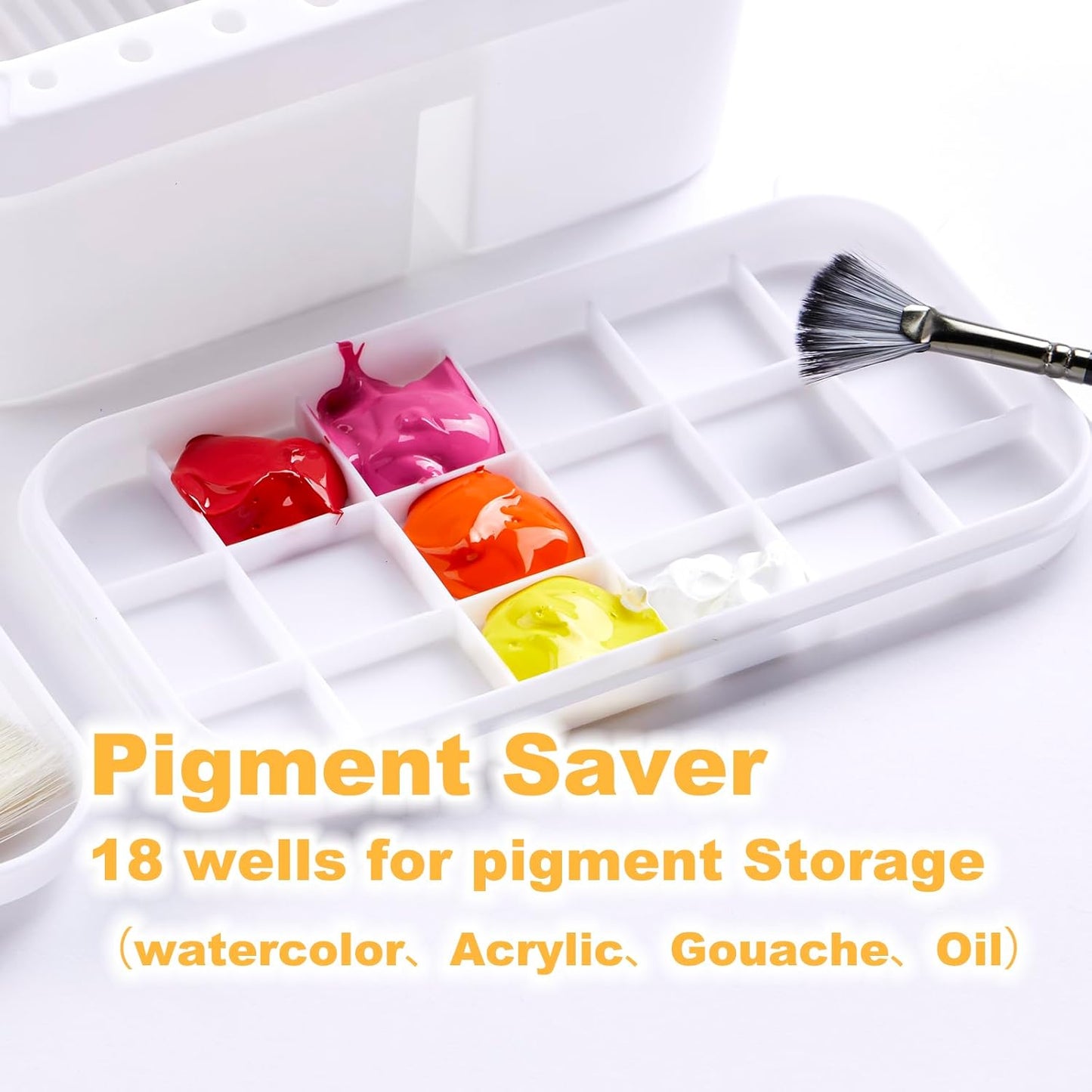 SEVENY Paint Brush Cleaner, Paint Brush Holder and Organizers with Palette for Acrylic, Watercolor, and Water-Based Paints (White)