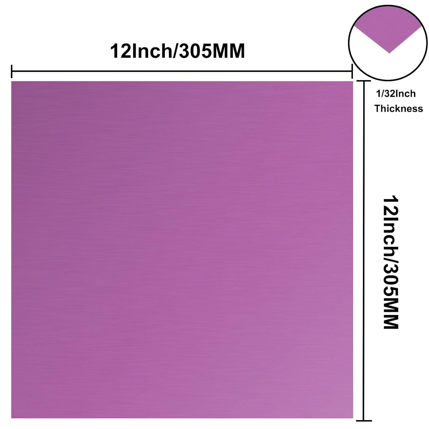 Anodized Aluminum Sheet Metal 12 x 12 x 1/32 Inch Purple Metal Plates for Laser Engraving, 0.8MM Thin Decorative Sheets for Crafting, House Decoration