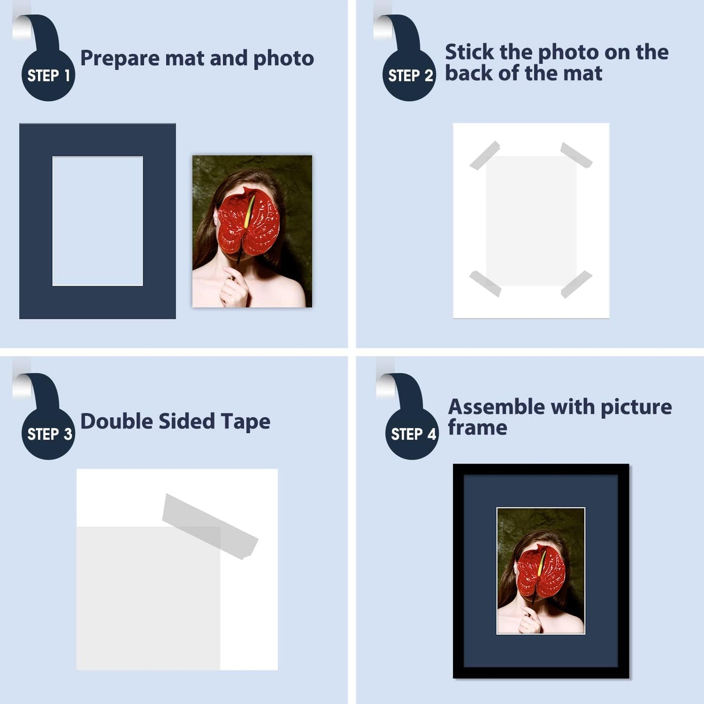 Mat Board Center, Pack of 20, 8x10 Mixed Colors White Core Picture Mats Mattes Matting for 5x7 Photo