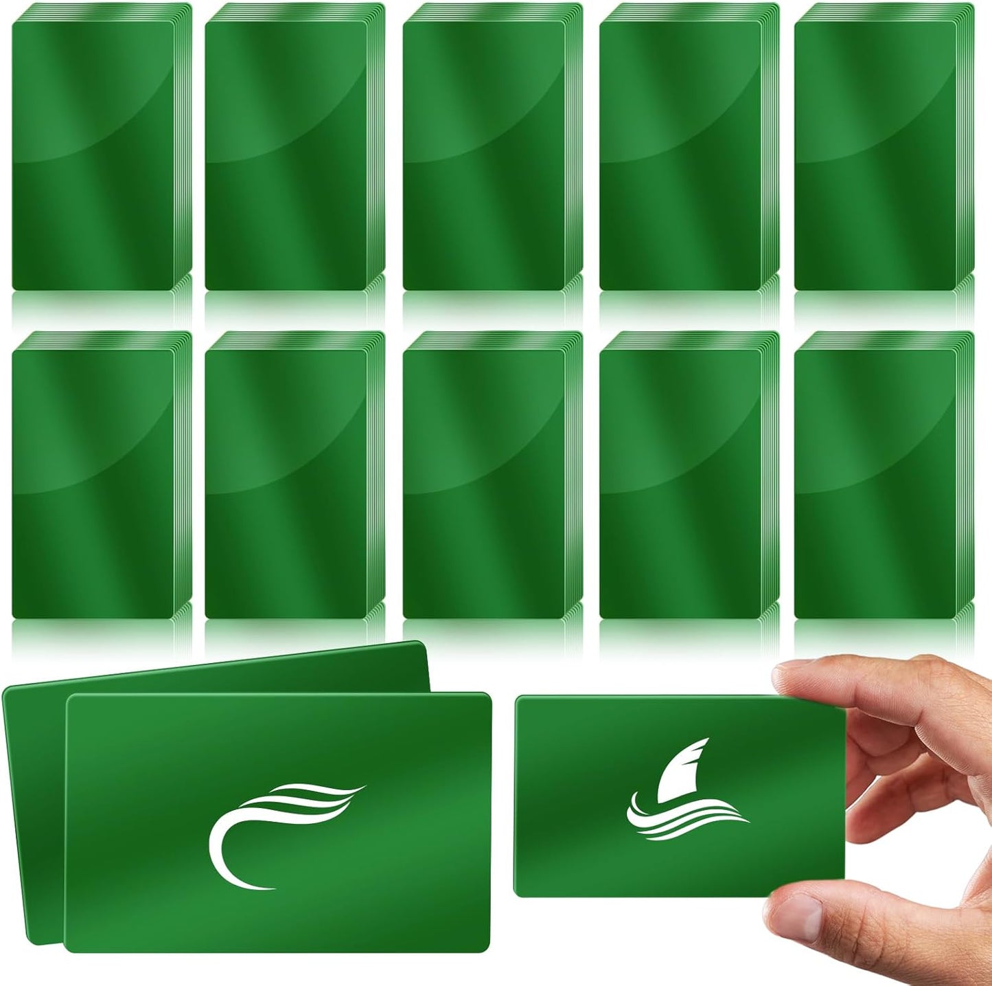 weparmeety 100 Pcs Metal Engraving Blanks Aluminum Sheet Laser Engraving Business Card Multipurpose Engraving DIY Gift Cards 86 x 54 x 0.21 m (Green)