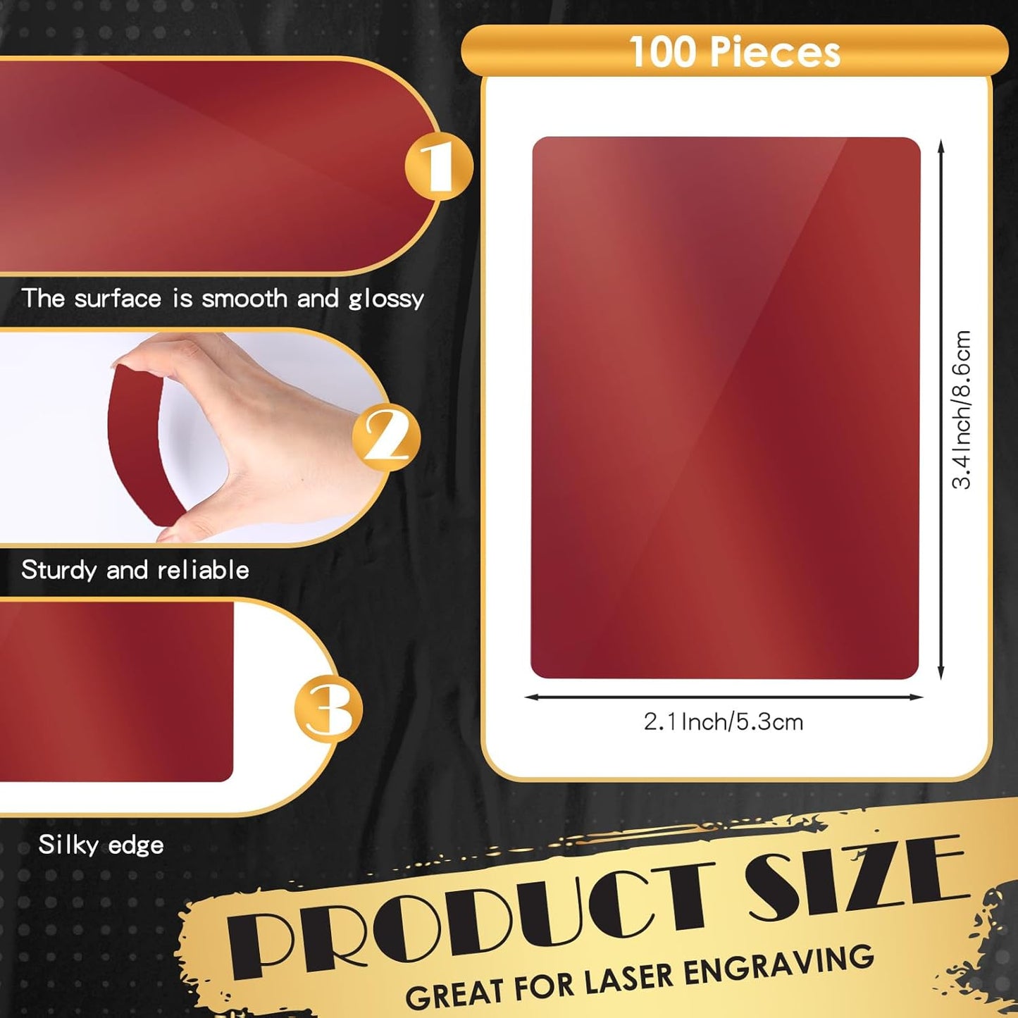 weparmeety 100 Pcs Metal Engraving Blanks Aluminum Sheet Laser Engraving Business Card Multipurpose Engraving DIY Gift Cards 86 x 54 x 0.21 mm (Red)