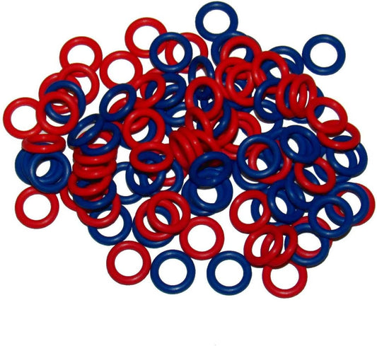 (100 Pack) Soft Stitch Ring Markers, Red & Blue (Small Size for Needle Sizes 0-8, for Knitting/Crochet/etc)