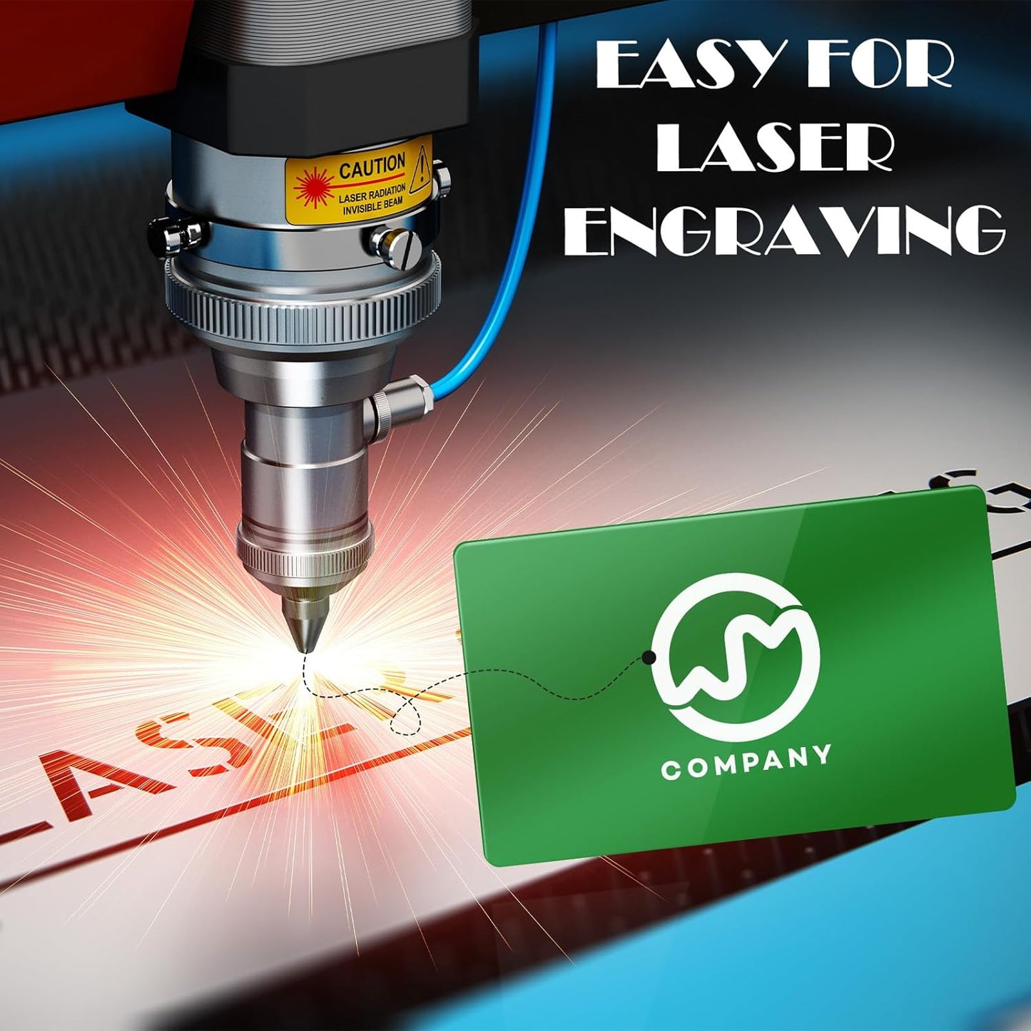 weparmeety 100 Pcs Metal Engraving Blanks Aluminum Sheet Laser Engraving Business Card Multipurpose Engraving DIY Gift Cards 86 x 54 x 0.21 m (Green)