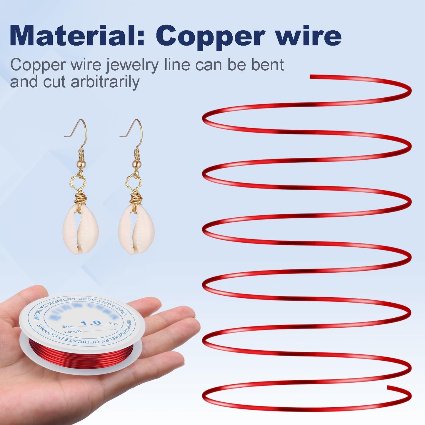 1 mm Dia. 10 Rolls Copper Jewelry Wire, 10 Assorted Colors Beading Wire for Jewelry Making Bracelet Earrings Rings Necklaces Flower Craft Projects