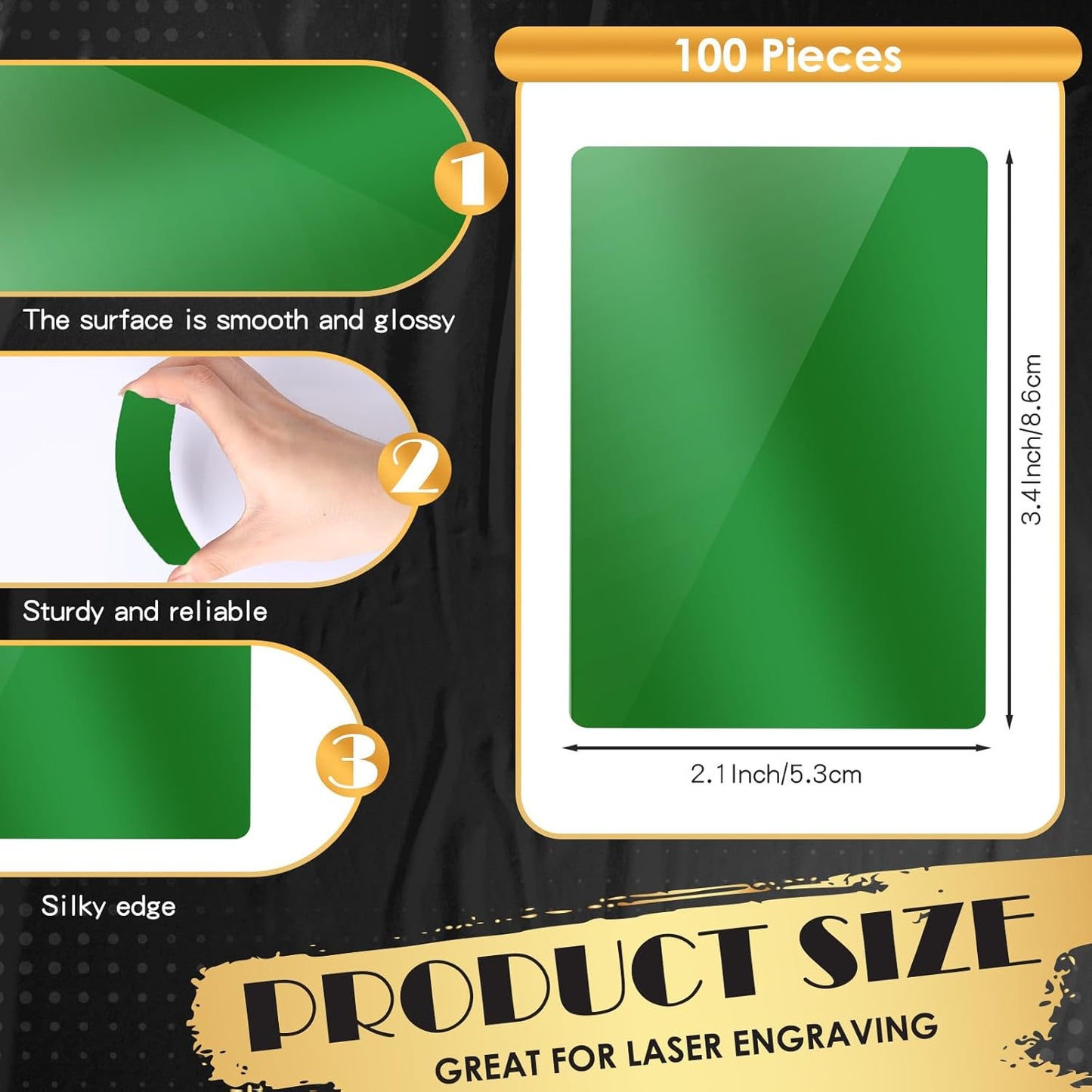 weparmeety 100 Pcs Metal Engraving Blanks Aluminum Sheet Laser Engraving Business Card Multipurpose Engraving DIY Gift Cards 86 x 54 x 0.21 m (Green)