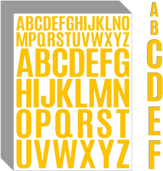 Bemeol Letter Stickers 1560 Pieces 30 Sheets Stick on Vinyl Letters Capital Alphabet Sticker Letter for Craft Bulletin Boards Classroom Home Business Decor(Yellow,1 Inch,2 Inch)