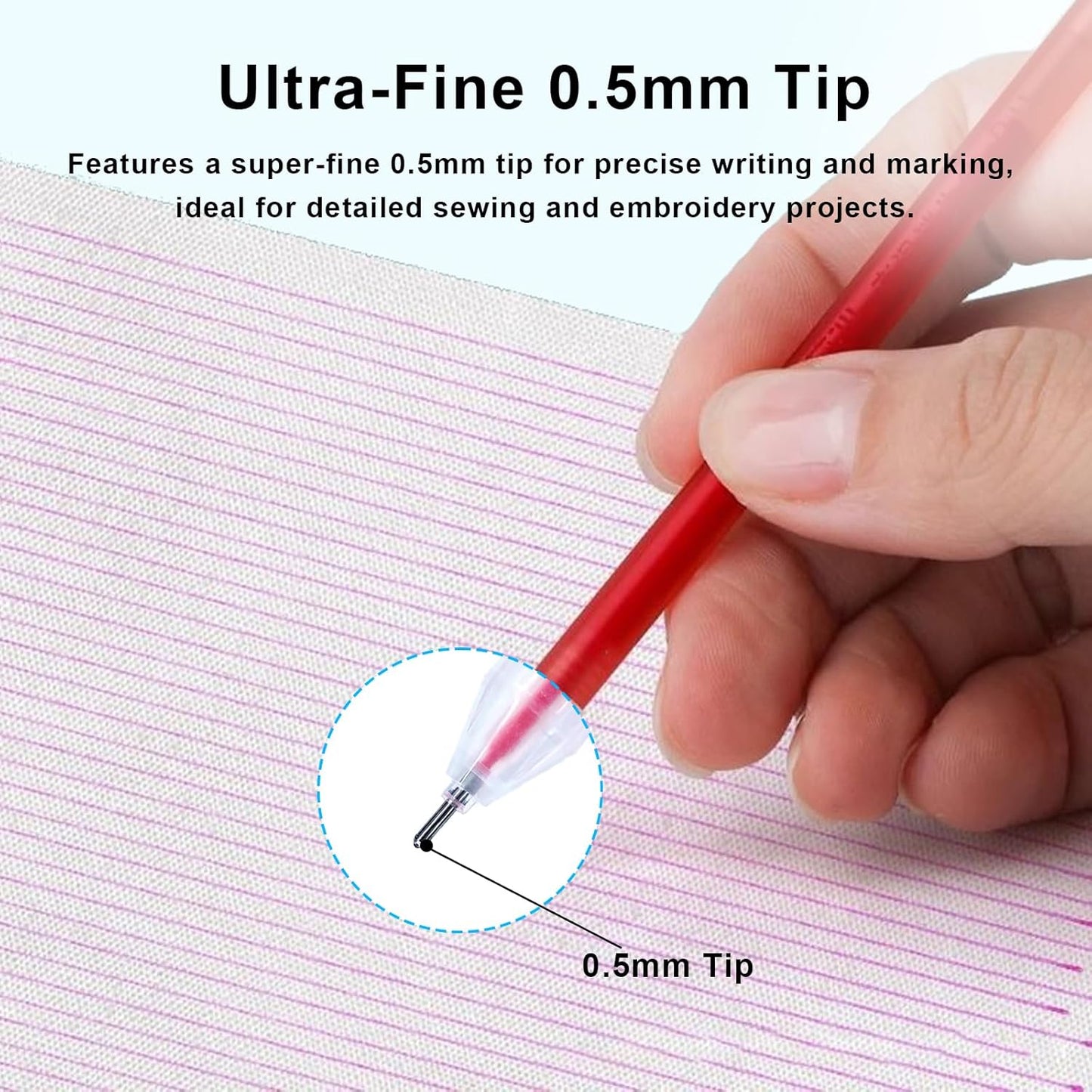 7-Color Heat Erasable Fabric Markers with 42 Refills, Extra-Fine 0.5mm Tip for Sewing, Quilting, Embroidery, Crafts & DIY Projects