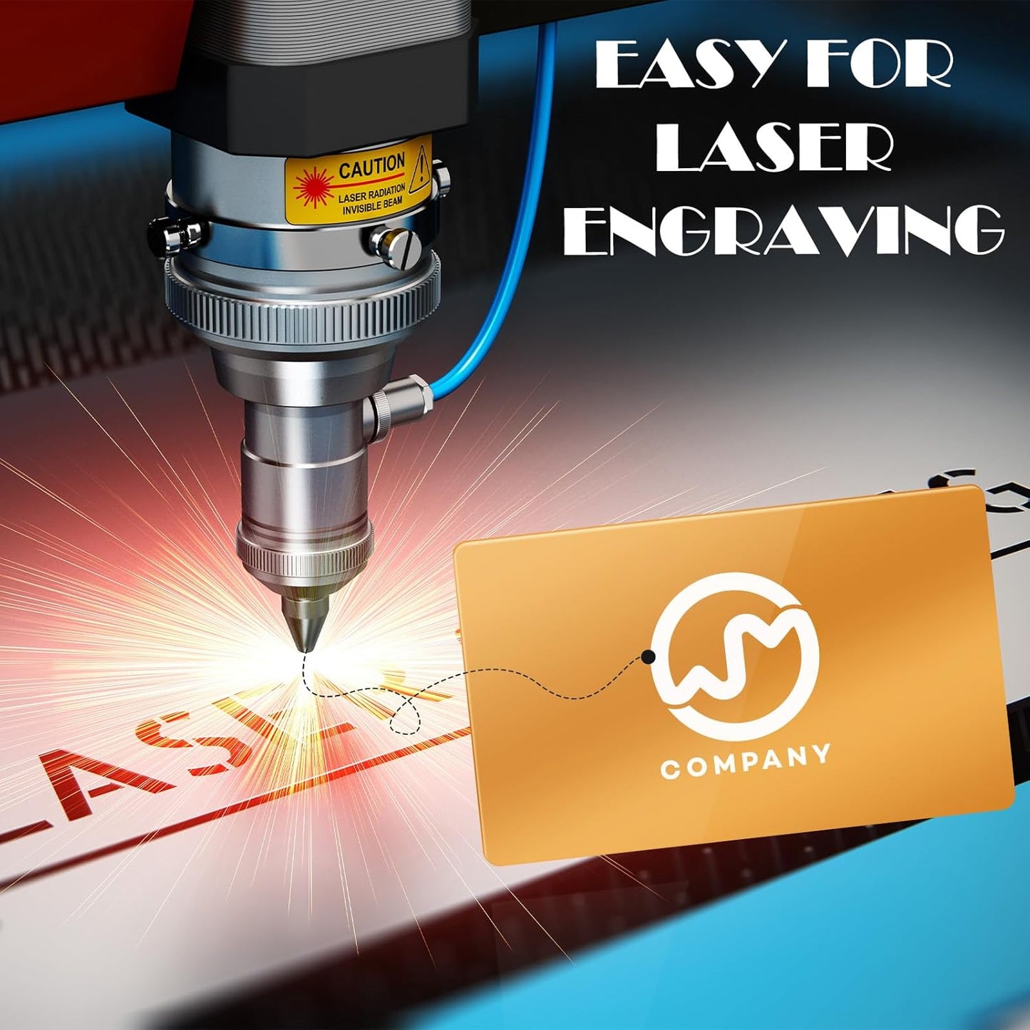 weparmeety 100 Pcs Metal Engraving Blanks Aluminum Sheet Laser Engraving Business Card Multipurpose Engraving DIY Gift Cards 86 x 54 x 0.21 mm (Dark Gold)