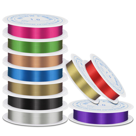 1 mm Dia. 10 Rolls Copper Jewelry Wire, 10 Assorted Colors Beading Wire for Jewelry Making Bracelet Earrings Rings Necklaces Flower Craft Projects