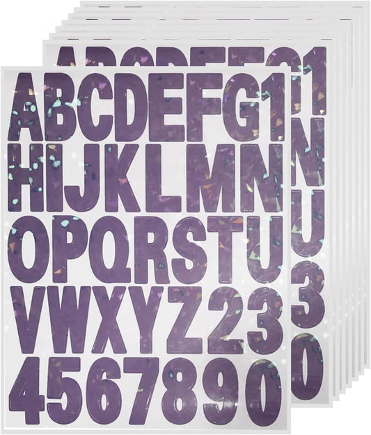 Starboling Letter Stickers,2 inch 8 Sheets Purple Alphabet Sticker,Self Adhesive Vinyl Letter Stickers Mailbox Numbers,for Arts Crafts Outdoor Sign Poster Mailbox Sign Doors Mailboxes Car Truck