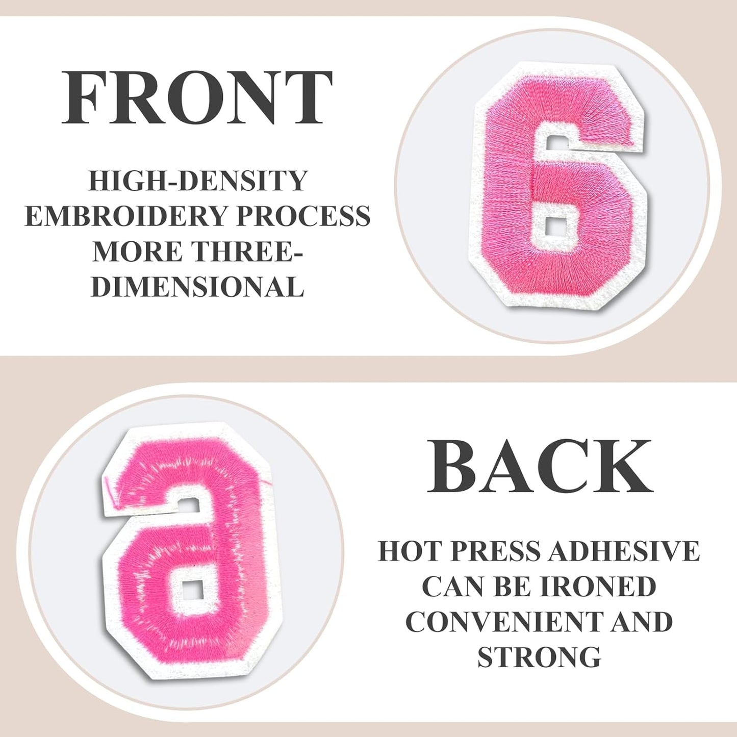 Number Iron On Patches, Numbers 0-9 Embroidery Applique Patch, DIY Decorative Heat Press Patches for Clothing Jeans Jackets Backpacks Hats (Pink 50 Pcs)