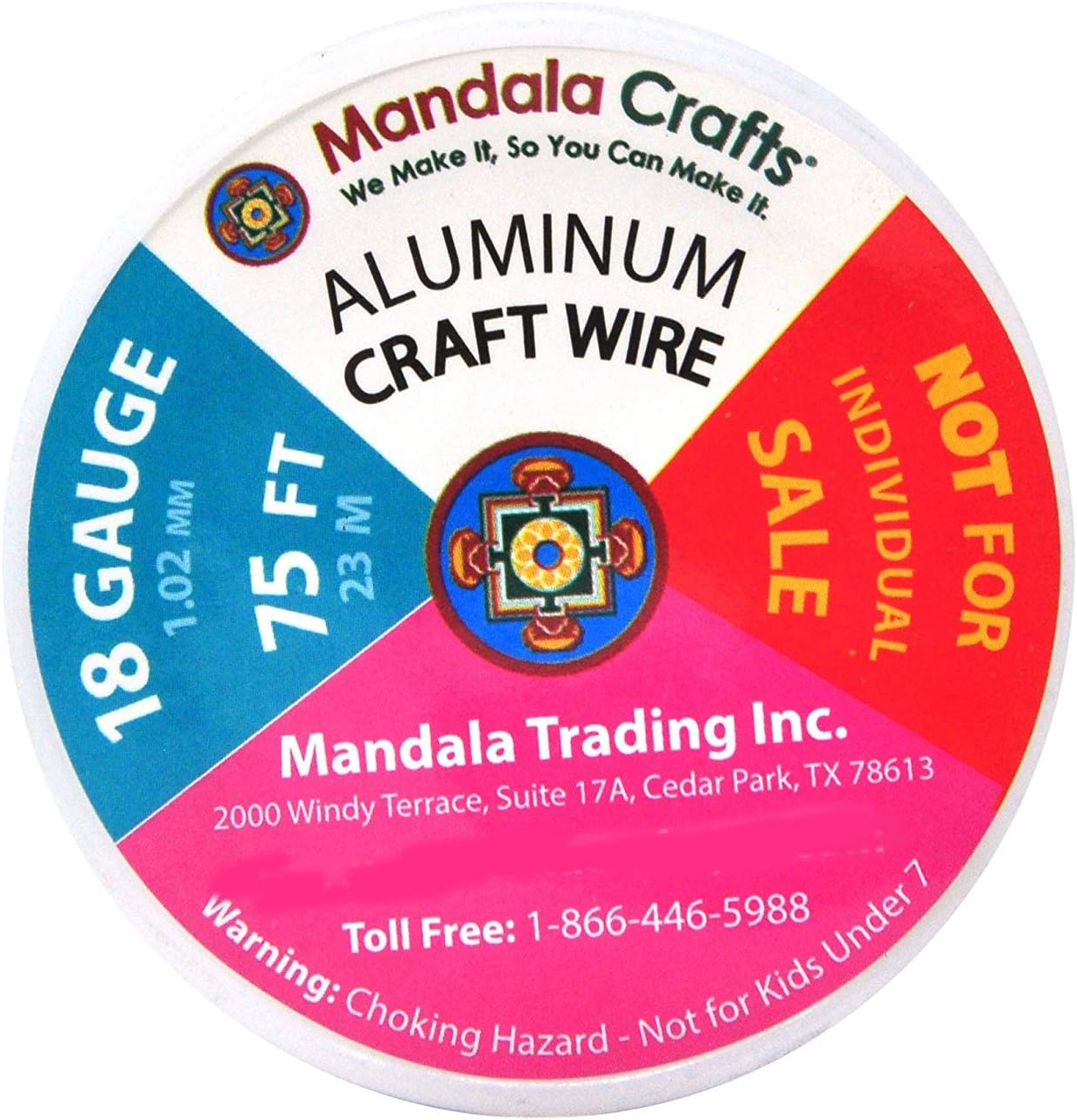 Mandala Crafts 18 Gauge Anodized Aluminum Craft Wire for Jewelry Making - 450 FT Colored Flexible Silver Combo Wire - Bendable for Bonsai Armature Crafting Sculpting