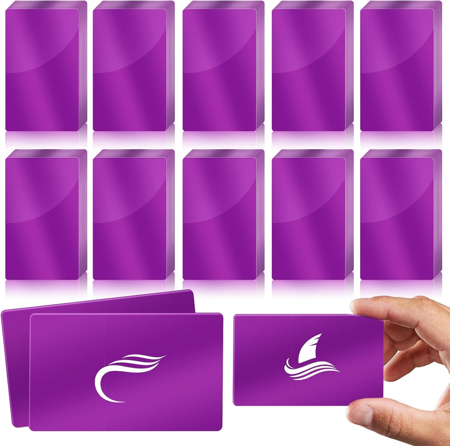 weparmeety 100 Pcs Metal Engraving Blanks Aluminum Sheet Laser Engraving Business Card Multipurpose Engraving DIY Gift Cards 86 x 54 x 0.21 mm (Purple)