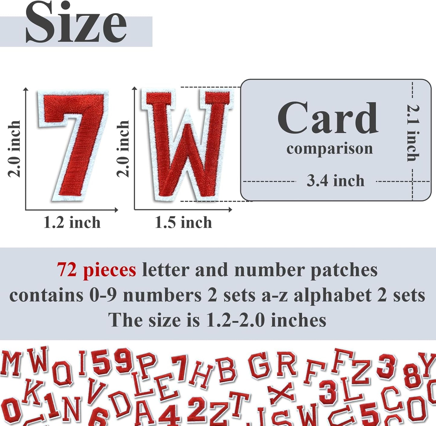 Letter and Number Iron On Patches, A-Z Alphabet and Numbers 0-9 Embroidery Applique Patch, DIY Decorative Heat Press Patches for Clothing Jeans Jackets Backpacks Hats (Red 72 Pcs)
