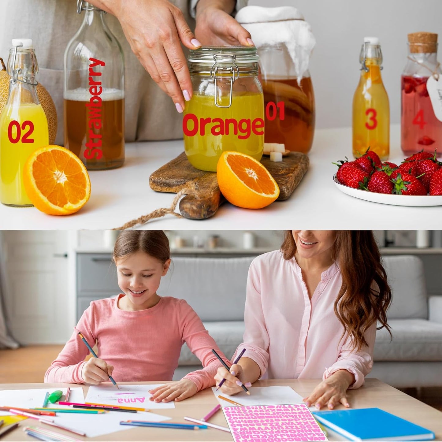 Alphabet Sticker, 1'' Pink Letter Stickers - 12 Sheets, Self-Adhesive Vinyl Mailbox Numbers & Letters for Bulletin Boards, Classroom & Home Decor