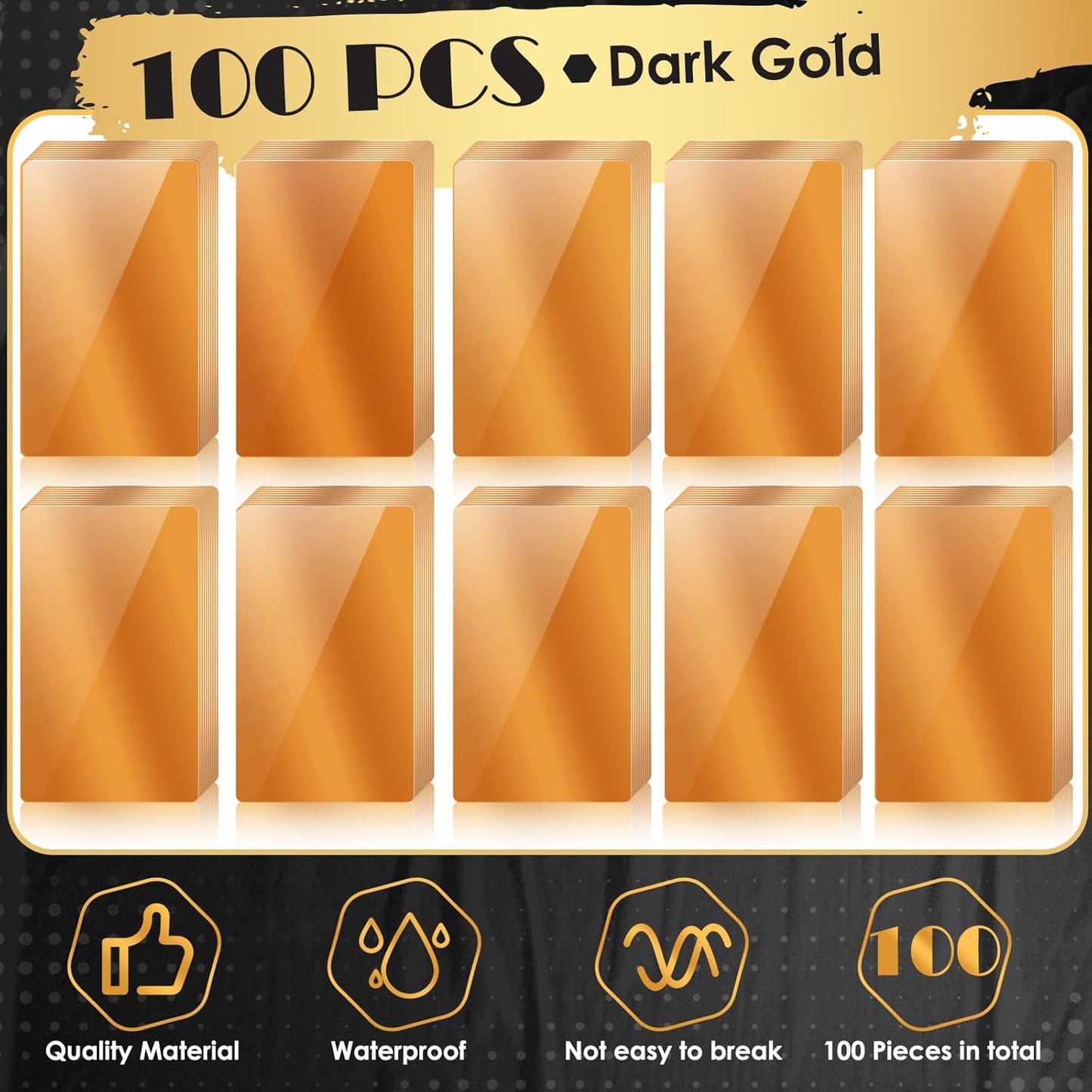 weparmeety 100 Pcs Metal Engraving Blanks Aluminum Sheet Laser Engraving Business Card Multipurpose Engraving DIY Gift Cards 86 x 54 x 0.21 mm (Dark Gold)