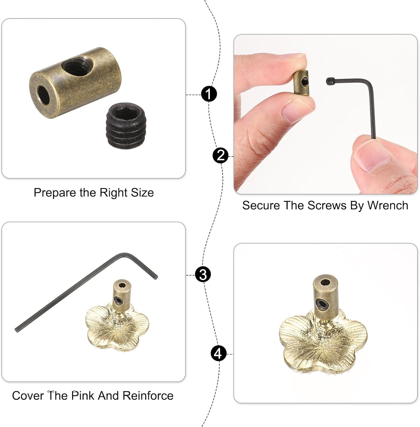 MECCANIXITY 50 Pcs Metal Locking Pin Backs, Locking Pin Keepers Locking Clasp 9mm(H) with 4 Wrench Replacement in Storage Case for Badge, Brooch, Silver Tone