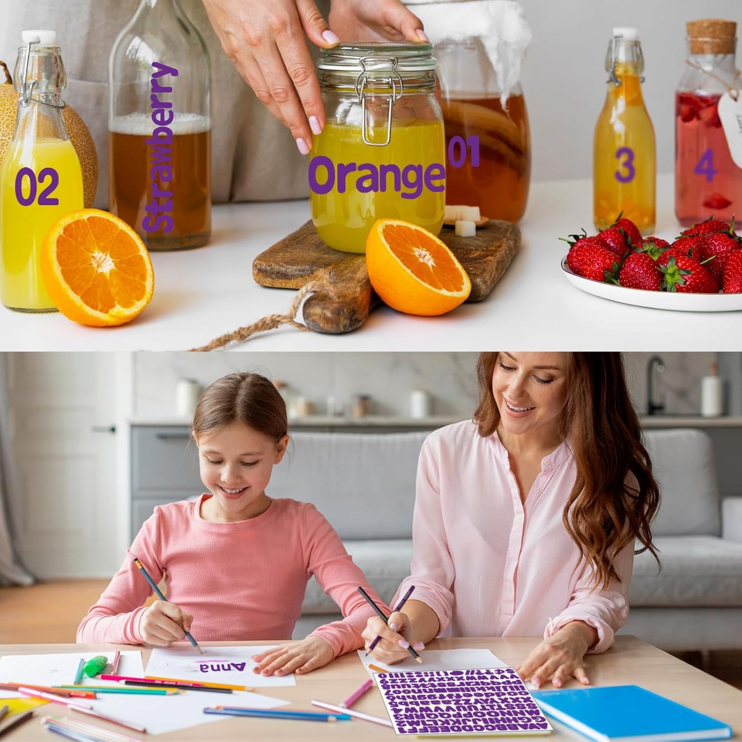 Alphabet Stickers, 1'' Inch, 12 Sheets, Deep Purple Letter Stickers, Self-Adhesive Vinyl, Mailbox Numbers, Classroom & Home Decor