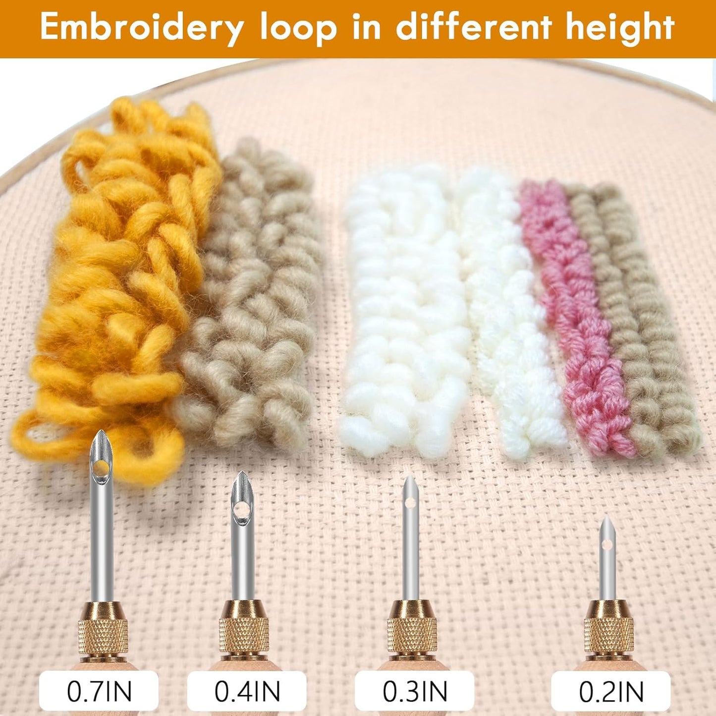 Pllieay Punch Needle, Wooden Punch Needle Tool, Adjustable Embroidery Punch Needle Tool for Punch Needle, DIY Craft Stitching