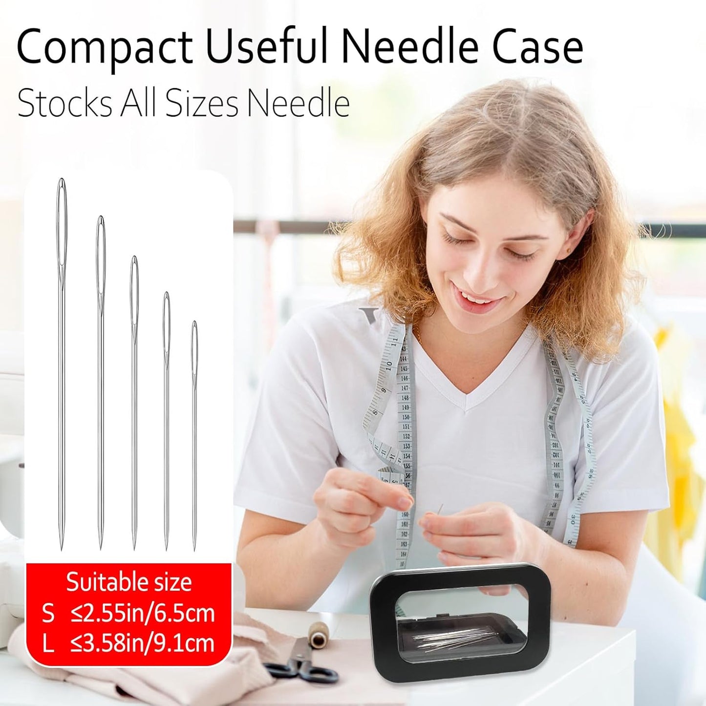 FJW Magnetic Needle Holder Case with Clear Acrylic Lid - Strong Sewing Pin Storage Case - Secure & Visible Needle Keeper for Sewing, Quilting, Crafts Small