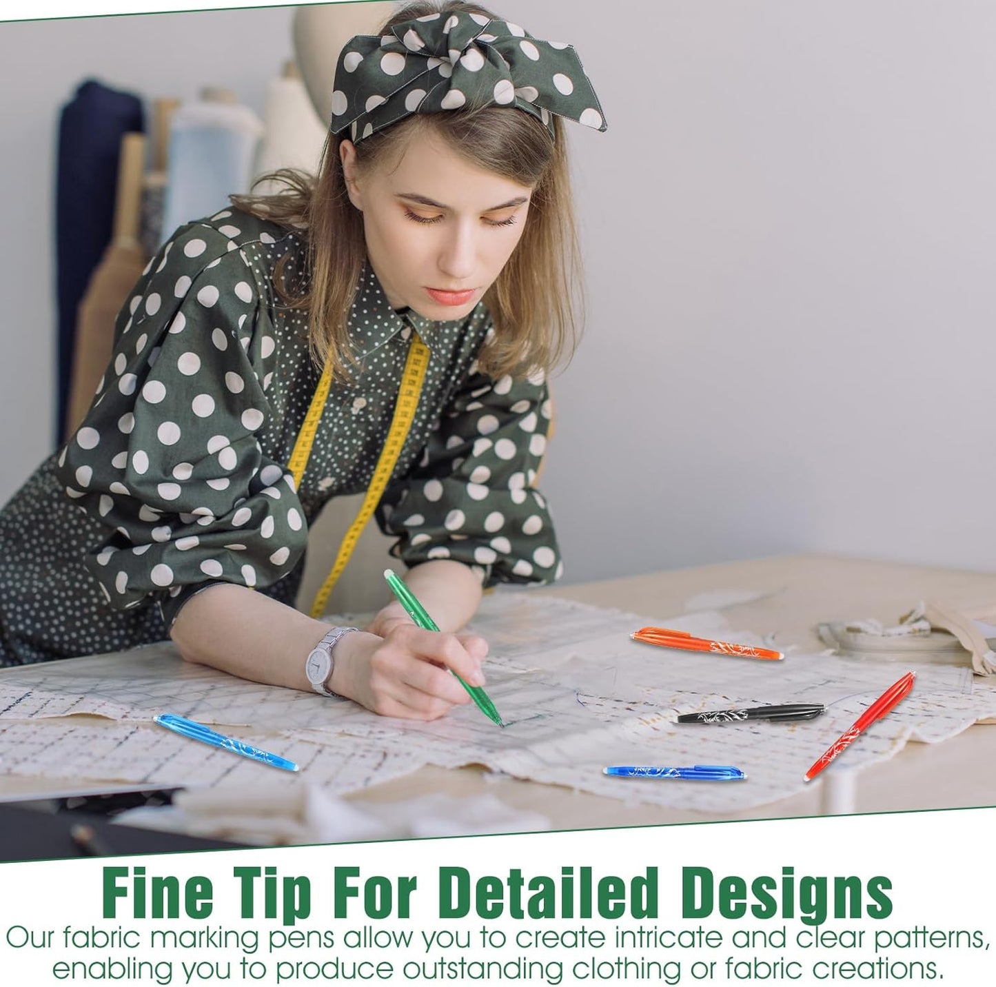 Hpmjz 16pcs Heat Erasable Pens for Fabric, Fabric Marking Pens Fabrics Markers No Ghost Lines, Disappearing Ink for Precise Marking for Quilting Sewing Embroidery DIY Dressmaking Fabrics Tailors Chalk