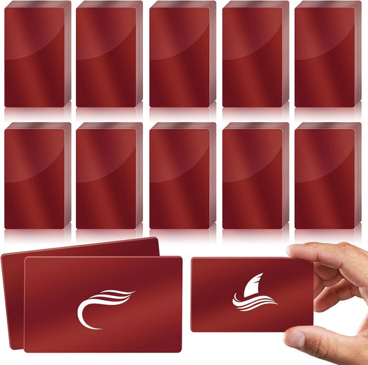 weparmeety 100 Pcs Metal Engraving Blanks Aluminum Sheet Laser Engraving Business Card Multipurpose Engraving DIY Gift Cards 86 x 54 x 0.21 mm (Red)