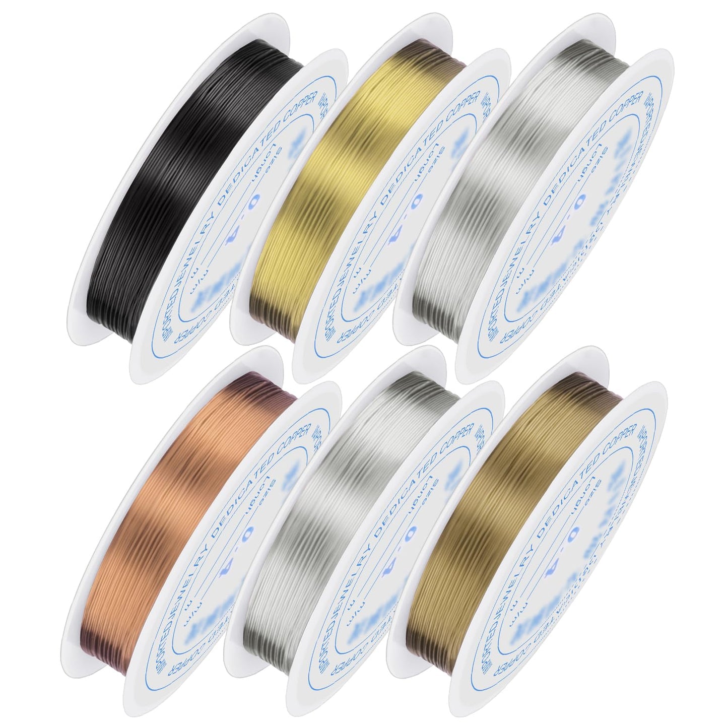 6 Rolls Copper Jewelry Wire, 5 Assorted Colors 0.4 mm Dia. Beading Wire for Jewelry Making Bracelet Earrings Rings Necklaces Flower Craft Projects