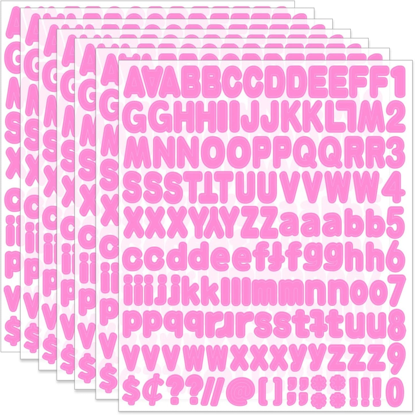 Alphabet Sticker, 1'' Pink Letter Stickers - 12 Sheets, Self-Adhesive Vinyl Mailbox Numbers & Letters for Bulletin Boards, Classroom & Home Decor