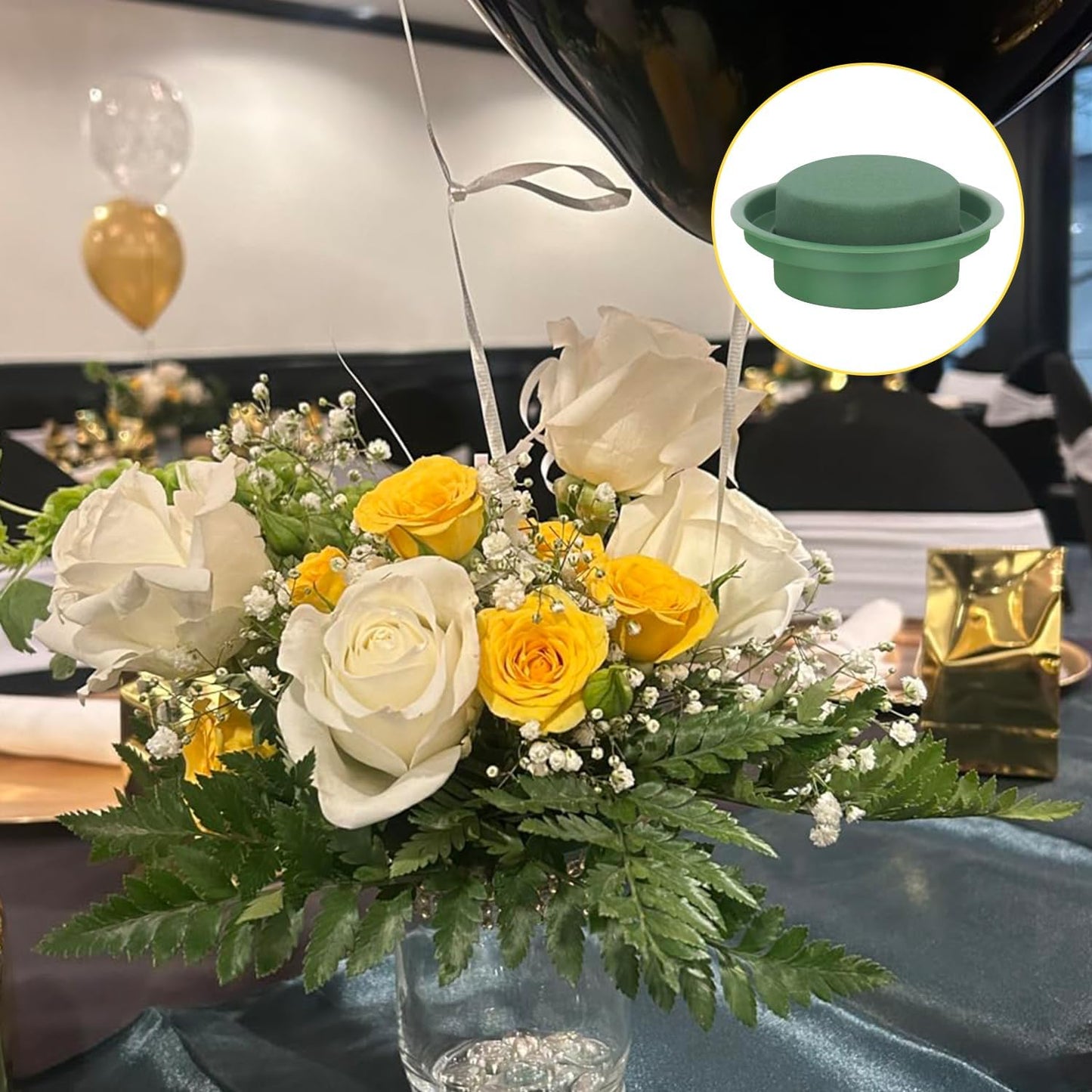 16 Packs Floral Foam with Bowl, Versatile Round Wet Foam for DIY Flower Arrangements and Event Decors - Long-Lasting Green Round Flower Foam Block by IHDYPPEW