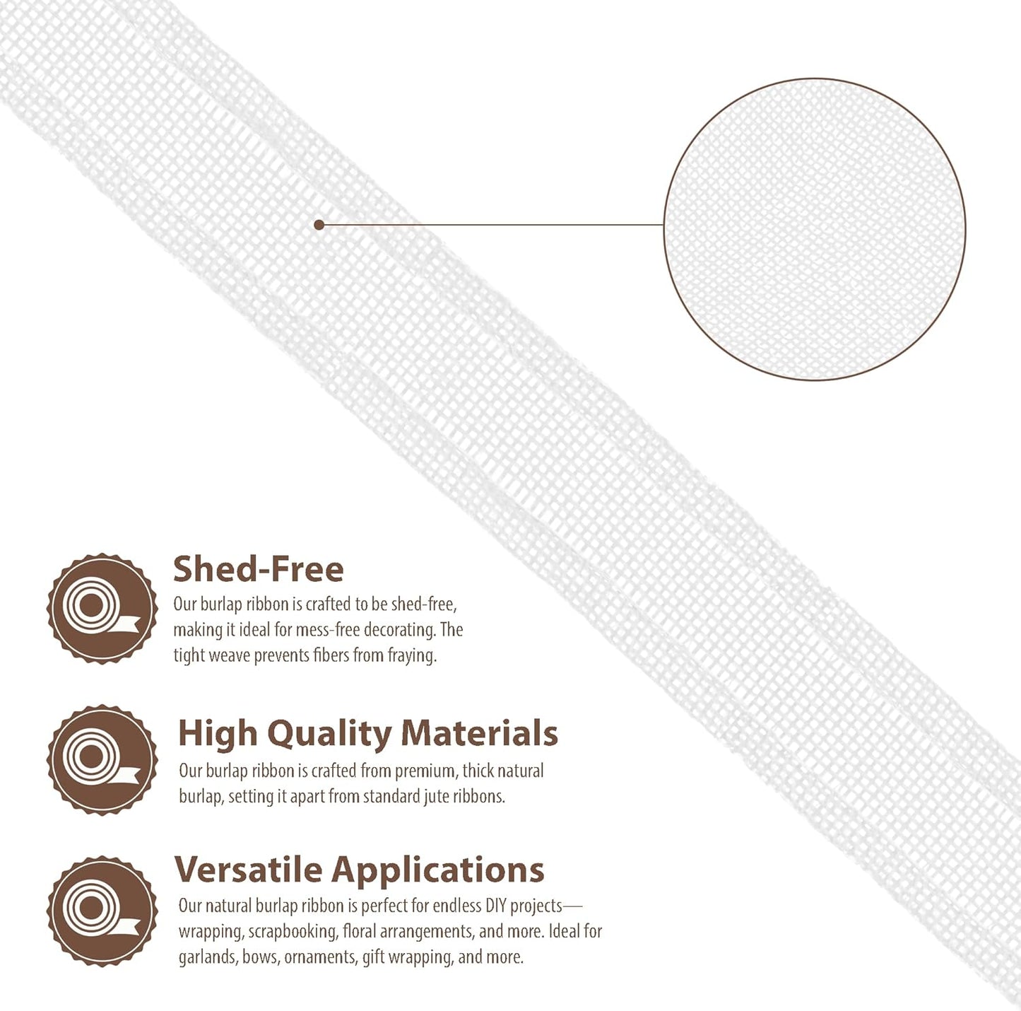 Mandala Crafts White Burlap Wired Ribbon 1 Inches Wide Jute Ribbons for Crafts - 10 Yds Roll Rustic Burlap Wrap Trim Ribbons for Wreaths Bows Party Decoration