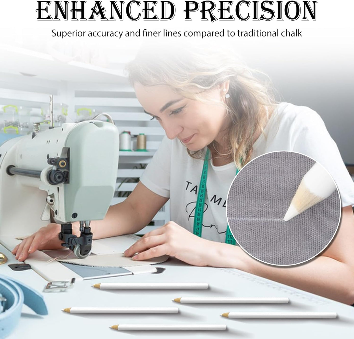 lyforx 30 Pack Sewing Marking Pencils for Fabric Quilting Pencil Tailor White Mark Pencils Fabric Chalk Pencil Marking and Tracing Tools