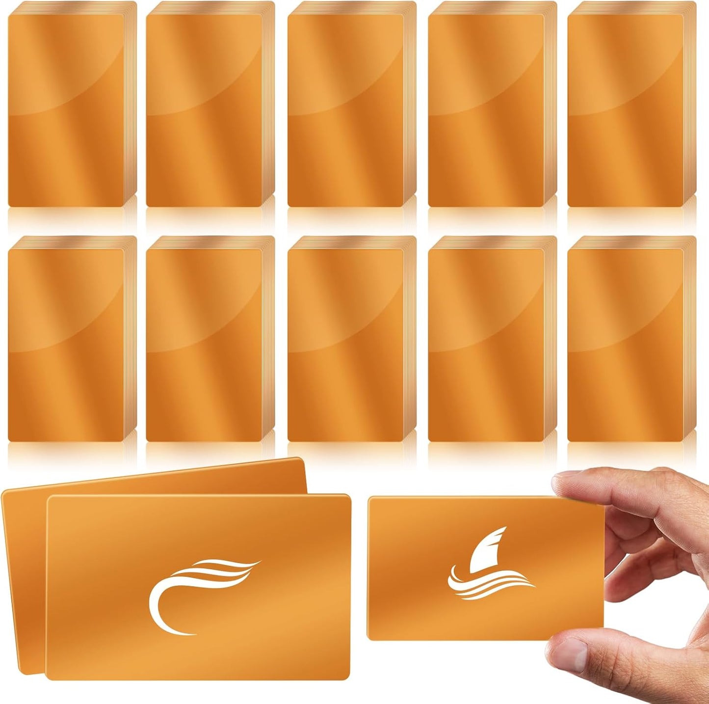 weparmeety 100 Pcs Metal Engraving Blanks Aluminum Sheet Laser Engraving Business Card Multipurpose Engraving DIY Gift Cards 86 x 54 x 0.21 mm (Dark Gold)