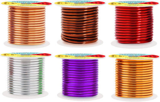 Mandala Crafts 10 Gauge Anodized Aluminum Craft Wire for Jewelry Making - 120 FT Colored Flexible Silver Copper Purple Gold Brown Red Wire - Bendable for Bonsai Armature Crafting Sculpting