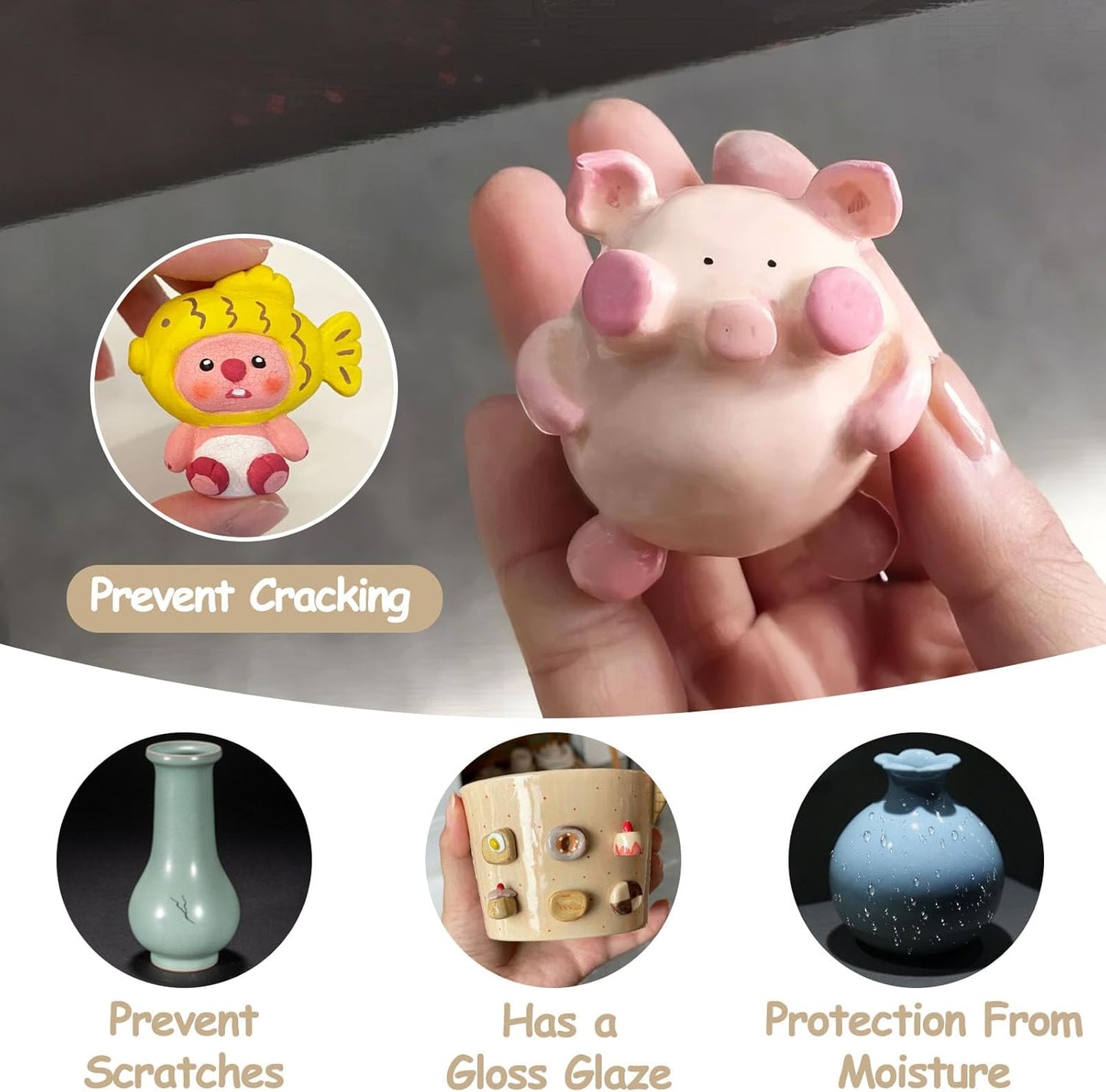 500ml Air Dry Clay Glaze, Clear Clay Varnish for Air Dry Clay Pottery, Waterproof and Scratch Resistant, Design for Air Dry Clay (Matte Varnish)