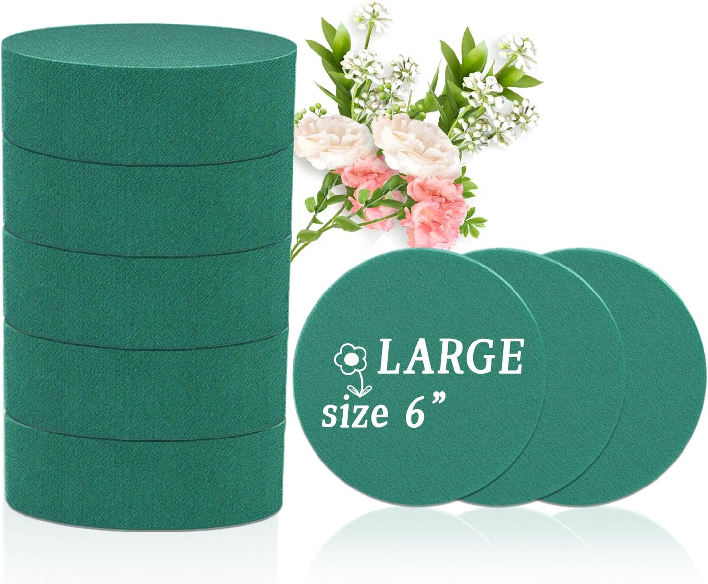 SupKing Large Round Floral Foams 6", 8 Pcs Sponge Foam Blocks Green Wet Dry Flower Foams Plant Foam for Florist Craft Artificial Flower Arrangements