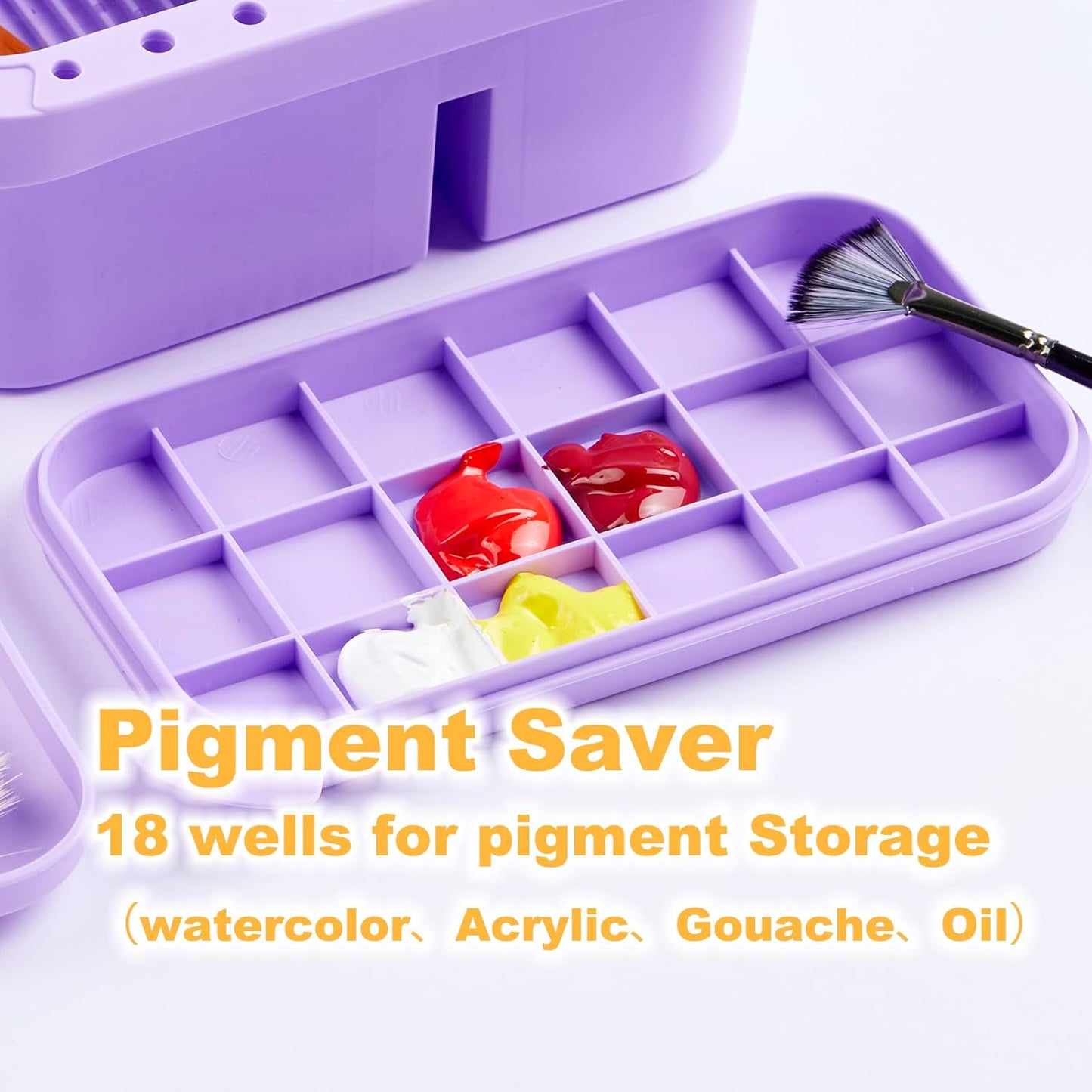 SEVENY Paint Brush Cleaner, Paint Brush Holder and Organizers with Palette for Acrylic, Watercolor, and Water-Based Paints (Purple)
