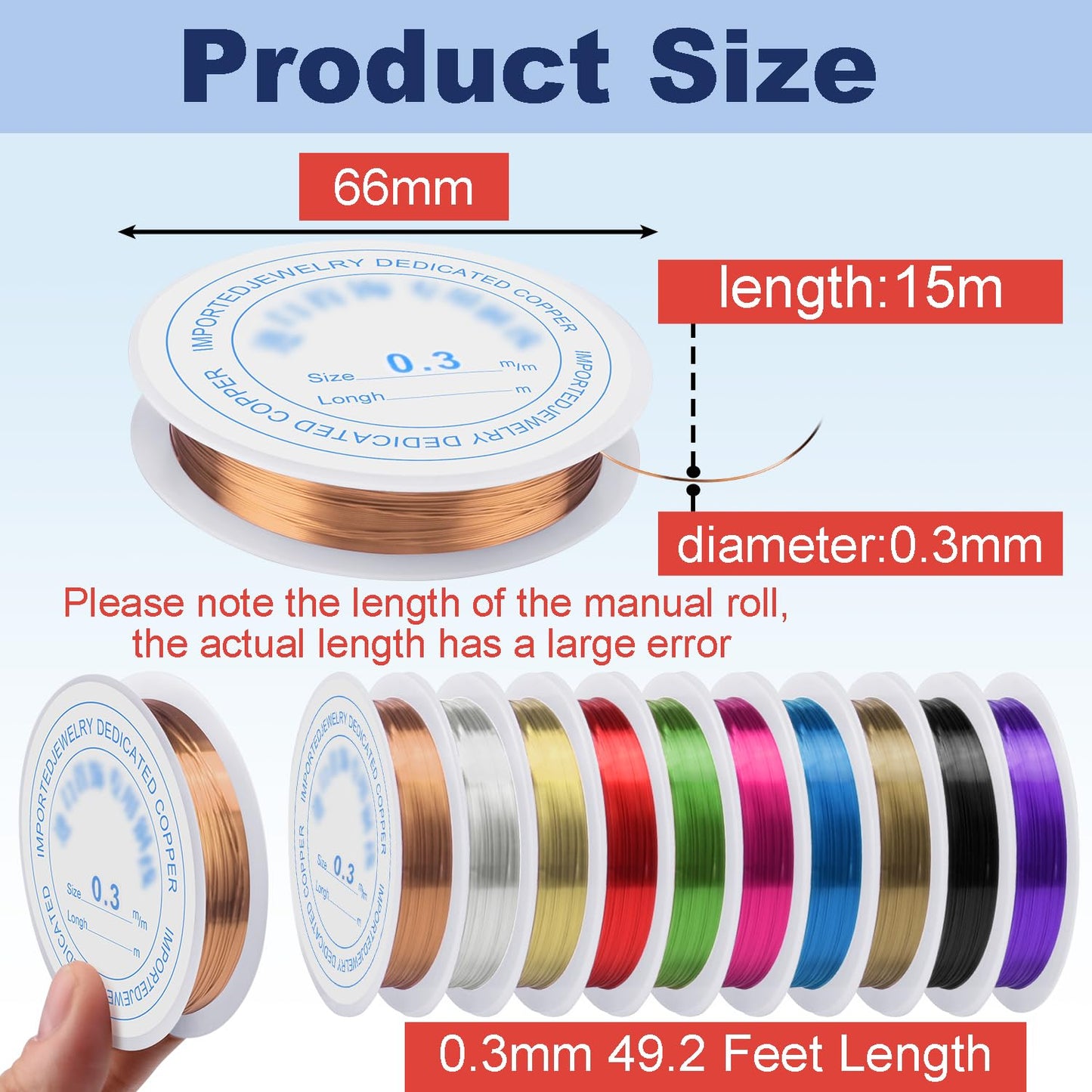 0.3 mm Dia. 10 Rolls Copper Jewelry Wire, 10 Assorted Colors Beading Wire for Jewelry Making Bracelet Earrings Rings Necklaces Flower Craft Projects