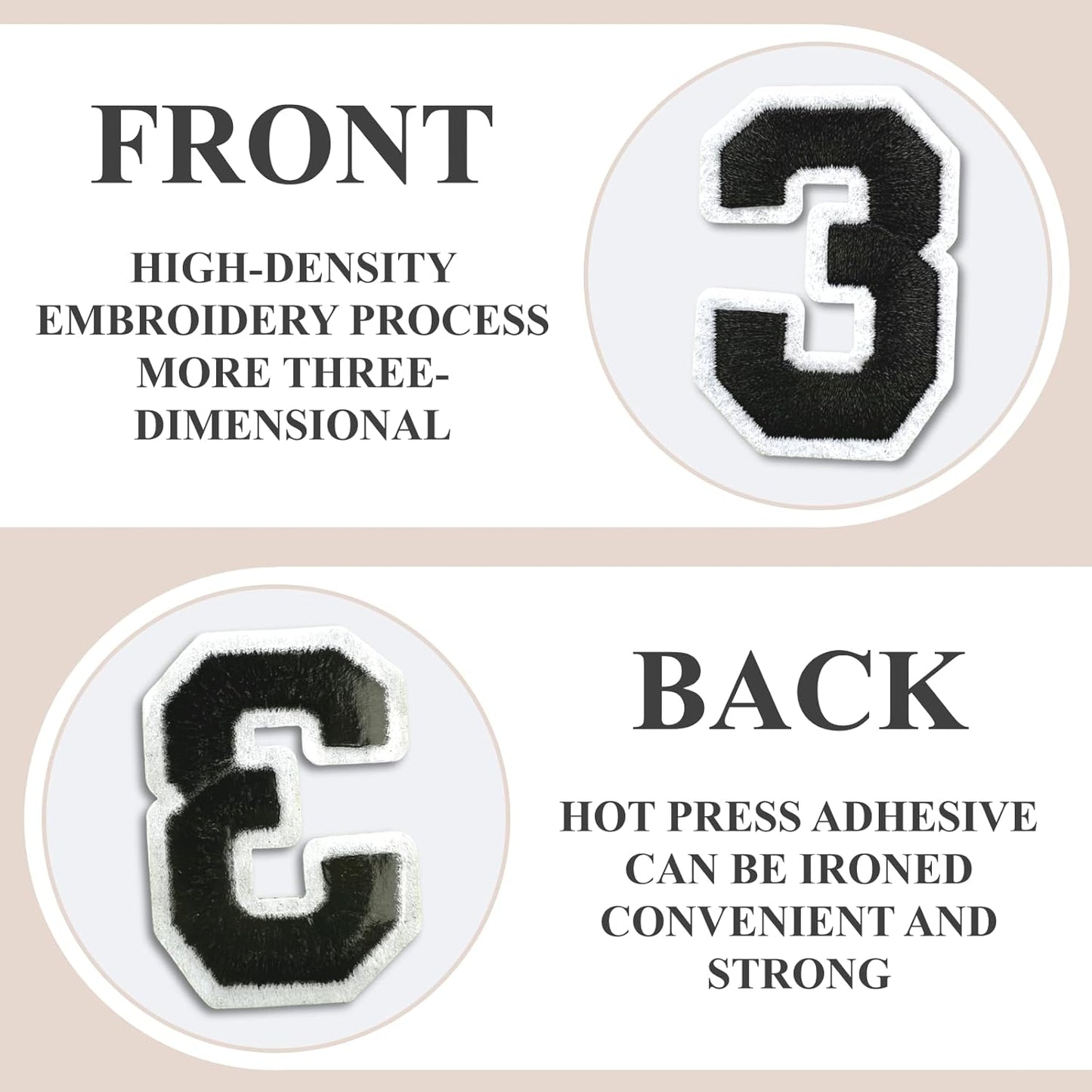 Number Iron On Patches, Numbers 0-9 Embroidery Applique Patch, DIY Decorative Heat Press Patches for Clothing Jeans Jackets Backpacks Hats (Black 50 Pcs)