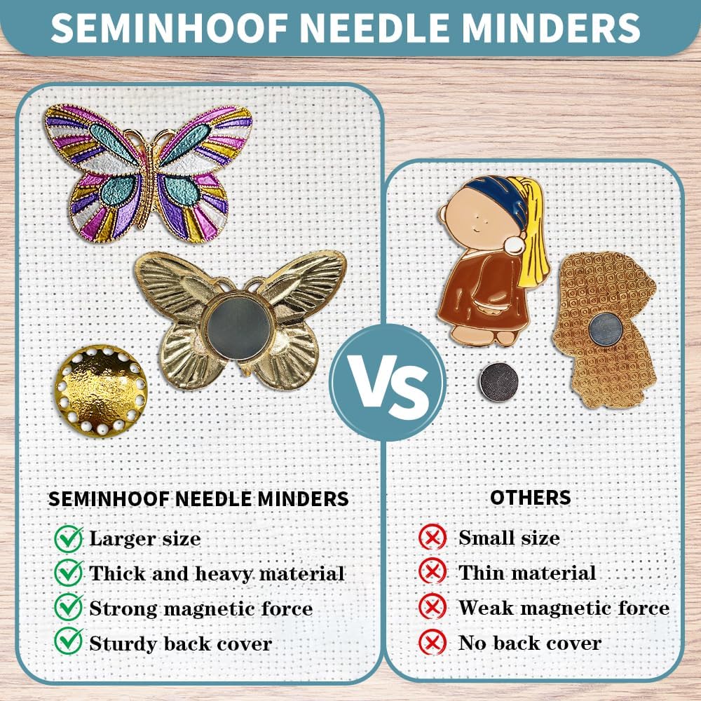 Magnetic Needle Minder Magnet Embroidery Accessories and Supplies Embroidery Needle Holder Cross Stitch Holder Needlework Supplies (Cardinal) (Butterfly)