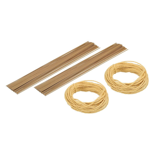 uxcell 100Pcs 2 Gauge Floral Wire, 15.75" Length Flower Stem Wires with 0.08" x 32.8ft Twine for Wreath Making, Flower Arrangement, Yellow