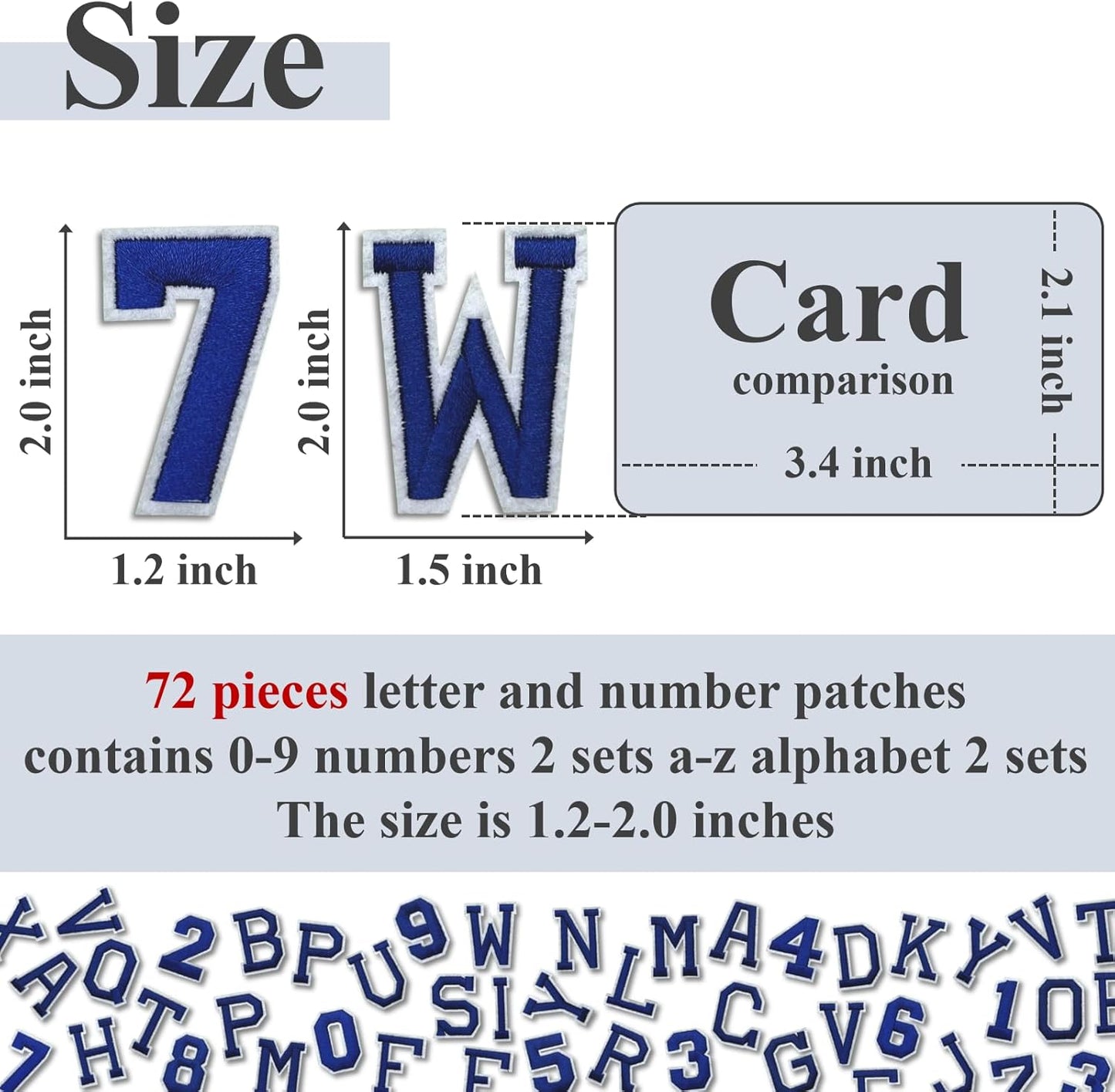 Letter and Number Iron On Patches, A-Z Alphabet and Numbers 0-9 Embroidery Applique Patch, DIY Decorative Heat Press Patches for Clothing Jeans Jackets Backpacks Hats (Blue 72 Pcs)
