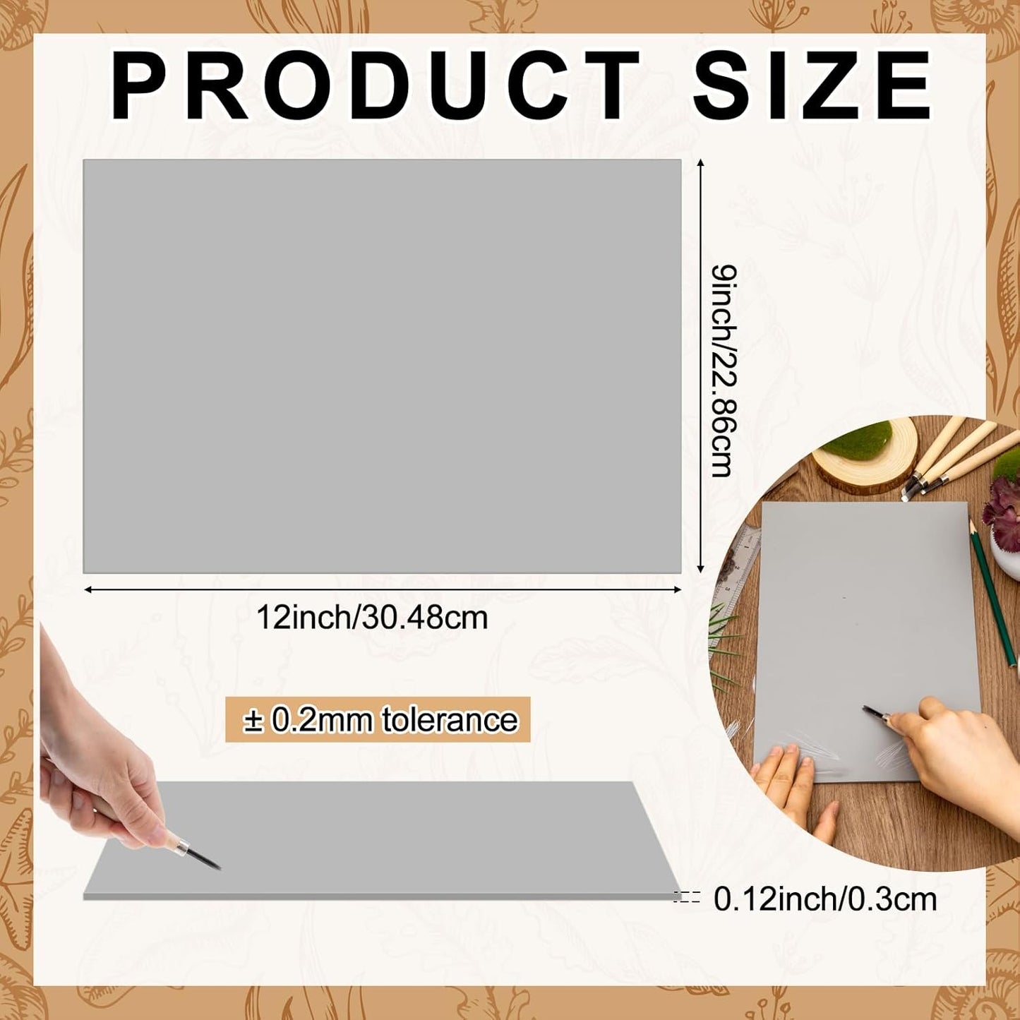 Yeaqee 2 Pcs 9 x 12 Inch Linoleum Block Rubber Carving Block Soft Linocut Blocks Large Linoleum Sheet Unmounted Lino Plates for Engraving Art Project Printmaking Artist Studio Supplies, Gray