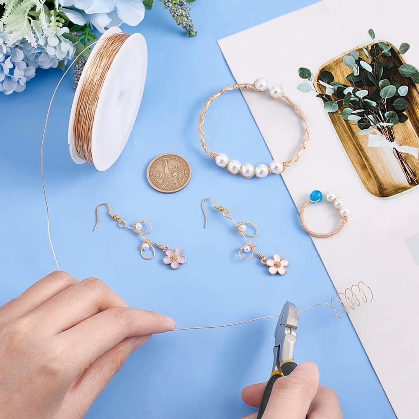 1 mm Dia. 10 Rolls Copper Jewelry Wire, 10 Assorted Colors Beading Wire for Jewelry Making Bracelet Earrings Rings Necklaces Flower Craft Projects